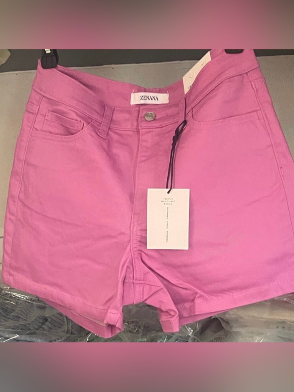 Pink Purple Stretch Jean Shorts - Picture 2 of 2